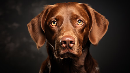 Majestic portrait of a dog on a dark backgroundの素材