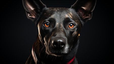 Majestic portrait of a dog on a dark backgroundの素材