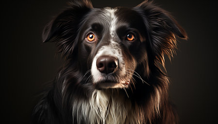 Majestic portrait of a dog on a dark backgroundの素材