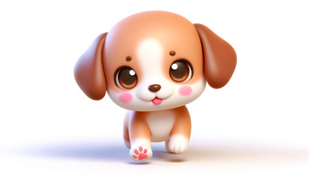 Funny cartoon of a puppy on white backgroundの素材