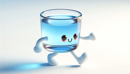 Water glass cartoon. World Water Dayの素材