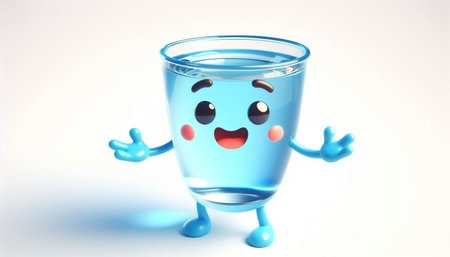 Water glass cartoon. World Water Dayの素材