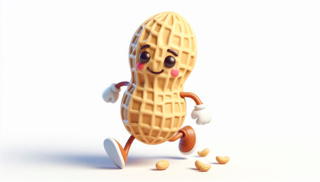 Illustration of a 3D cute peanut cartoonの素材