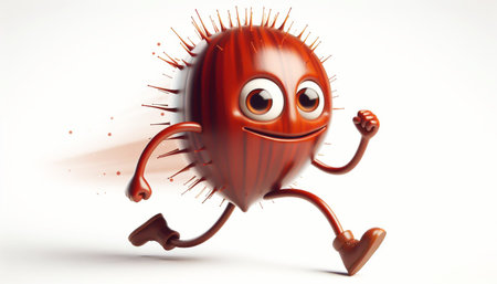 Adorable 3D chestnut cartoon. Autumn fruitの素材
