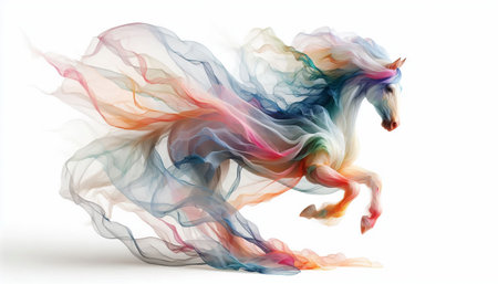 Abstract horse represented by soft silk floating gently in the backgroundの素材