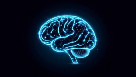 Electrical impulses around the human brain. Science and technology conceptの素材