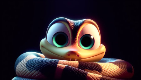 3D funny snake cartoonの素材