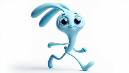 3D cartoon of a cute clumsy rabbit illustration. Free copy spaceの素材
