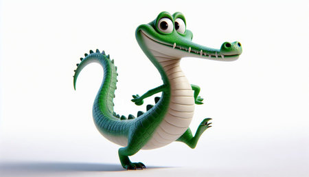 Illustration of a 3D cute clumsy crocodile cartoonの素材