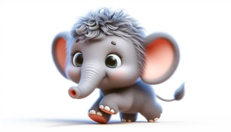 Cute elephant cartoon in white backgroundの素材