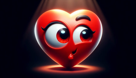 3D cute adorable red heart cartoonの素材