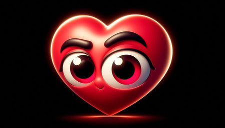 3D cute adorable red heart cartoonの素材