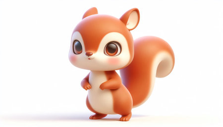 Illustration of a cute, adorable 3D squirrel cartoonの素材