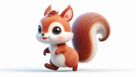 Illustration of a cute, adorable 3D squirrel cartoonの素材