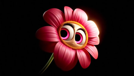 3D cute adorable flower cartoonの素材