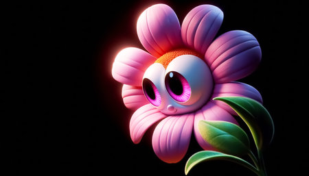 3D cute adorable flower cartoonの素材