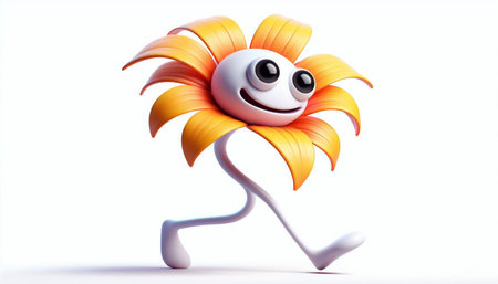 3D cute adorable flower cartoonの素材