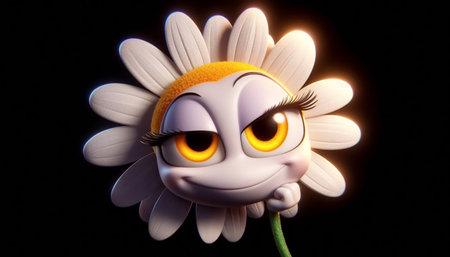 3D cute adorable flower cartoonの素材