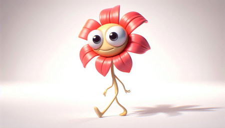 3D cute adorable flower cartoonの素材