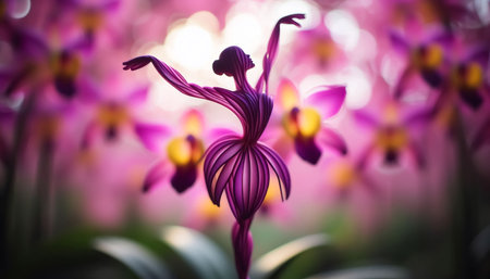 Human dancer figure formed by flowers and leaves. Fantasy conceptの素材