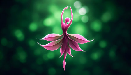 Human dancer figure formed by flowers and leaves. Fantasy conceptの素材
