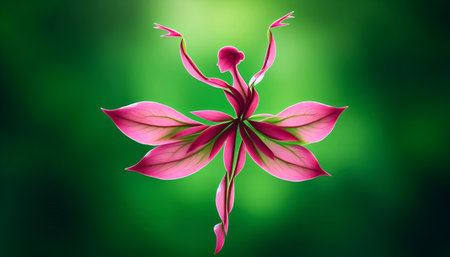 Human dancer figure formed by flowers and leaves. Fantasy conceptの素材