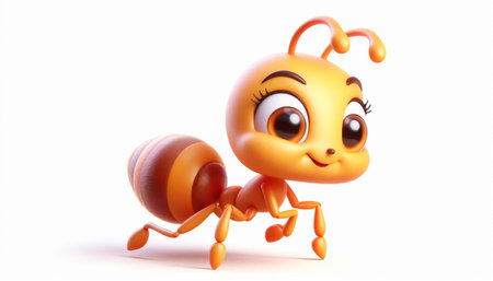 3D funny ant cartoon illustrationの素材