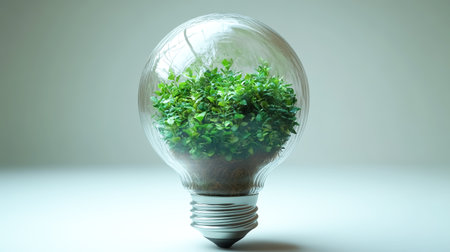 Glass lamp with vegetation inside. Environment conceptの素材