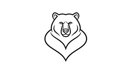 Bear head in heart shape logo icon illustration design templateの素材