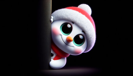 Snowman in dark backgroundの素材