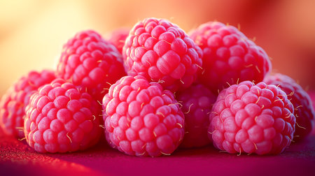 Fresh red raspberries backgroundの素材