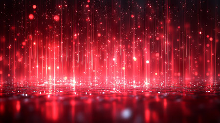 Abstract lights with glowing lines isolated on dark backgroundの素材