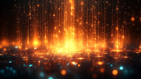 Abstract lights with glowing lines isolated on dark backgroundの素材