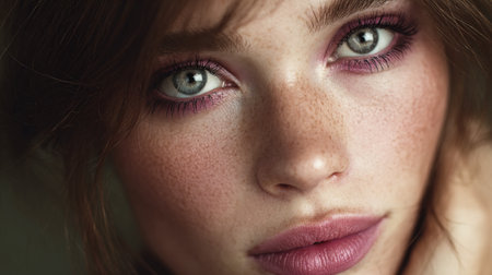 Woman looking with a serene expressionの素材