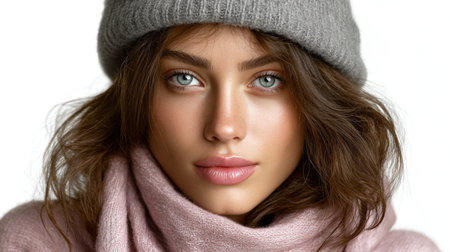 Woman looking with a serene expressionの素材