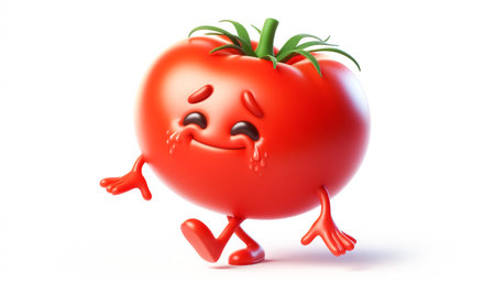 3D cute adorable tomato cartoonの素材