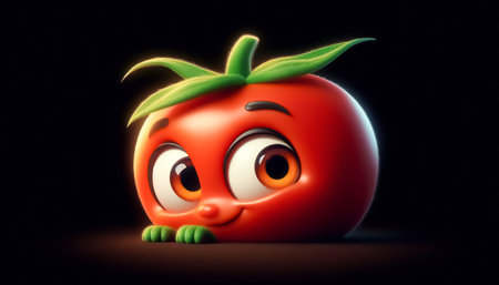 3D cute adorable tomato cartoonの素材