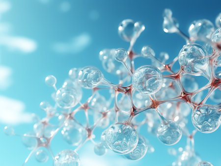 Abstract background with bubbles, water molecule, abstract molecule microbiologyの素材