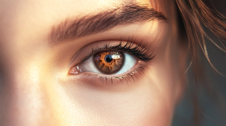 Closeup of a stunning eye with long lashes and a beautiful reflectionの素材