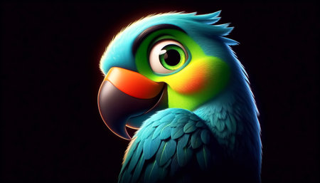 Illustration of a 3D cute adorable parrot cartoonの素材