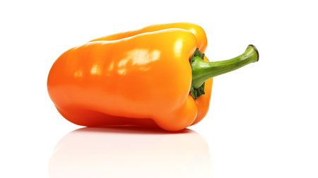 Ripe bell pepper isolated on background. Vegetables for healthy eatingの素材