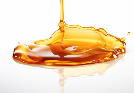 Honey dripping on white backgroundの素材