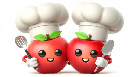 Illustration of a 3D cute adorable apple cartoonの素材