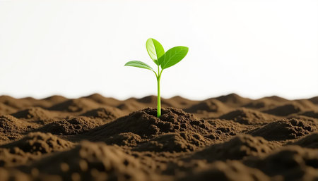 Young plants germinating. Concept about the importance of agriculture and environmentの素材