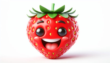 Illustration of a 3D cute adorable strawberry cartoonの素材