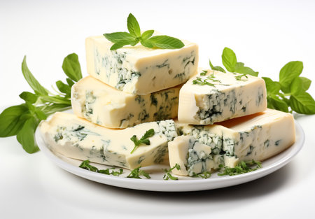 Pieces of delicious gorgonzola cheeseの素材
