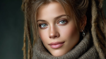 Woman with dreadlocks with captivating and serene beautyの素材