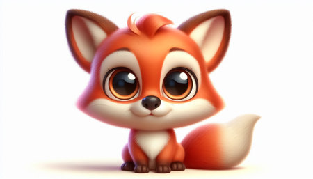 Funny cartoon of a fox on white backgroundの素材