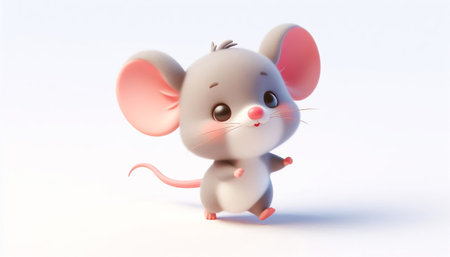 Funny cartoon of a mouse on white backgroundの素材
