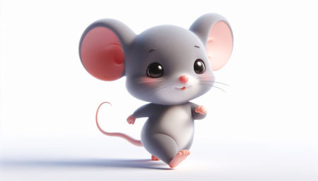 Funny cartoon of a mouse on white backgroundの素材